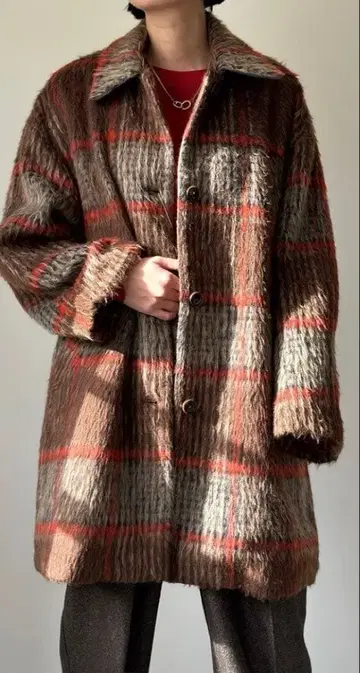 JOHNBULL 코트 브라운 체크