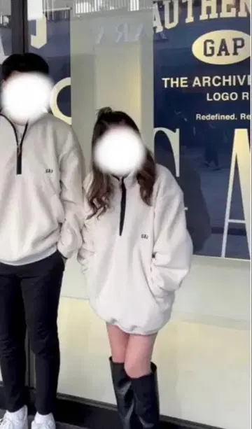 GAP 하프 지퍼 화이트 보아 M