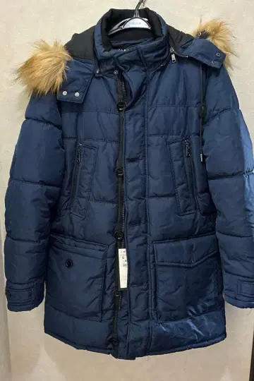새상품 컨디션 최상 ZARA 다운 코트 S 네이비 후드 퍼 포함