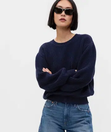 GAP 셰이커 스티치 크루넥 스웨터 니트