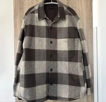 UNIQLO 브라운 그레이 체크 무늬 자켓 XL