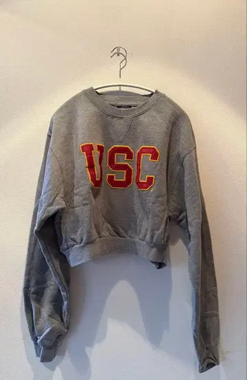 USC 구제 의류 리메이크 크롭 맨투맨 그레이