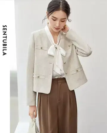 SENTUBILA 베이지 노카라 자켓