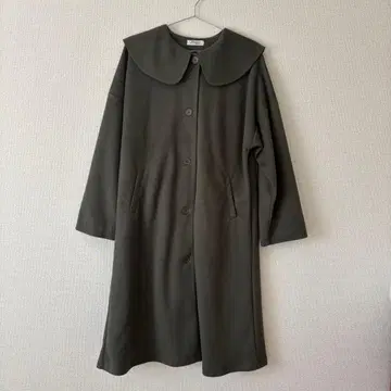 그린 롱 코트 여성용 옷깃