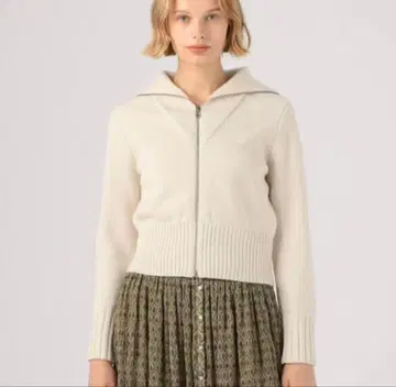 투모로우랜드 MACPHEE 라무 캐시미어 집업 가디건 화이트