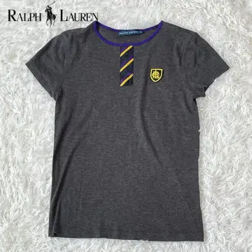 랄프 로렌 실크 혼방 T셔츠 엠블럼 S 스트라이프 그레이