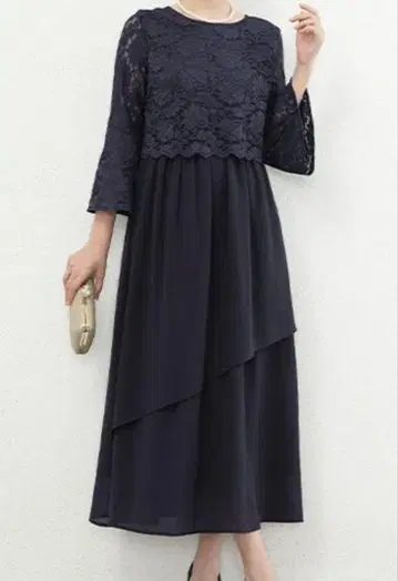 포멀 드레스 네이비 레이스