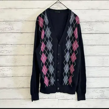 UNIQLO 아가일 가디건 M 네이비 가을/겨울 깔끔한 캐주얼