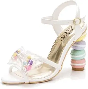 [ 24.5cm ] 클리어 마카롱 힐 샌들 디어마이러브 화이트 화이트
