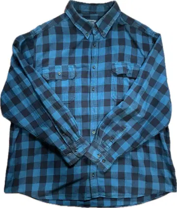 Faded Glory 2XL 긴팔 셔츠 청흑 체크