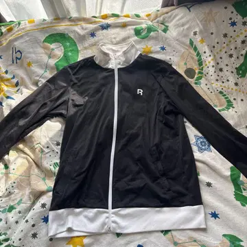 리복 풀 지퍼 자켓 XL 블랙/화이트