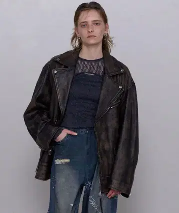 MAISON SPECIAL 다크 브라운 라이더 자켓 36