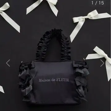 새상품 메종 드 플뢰르 리본 개더 핸들 2Way 토트백 블랙