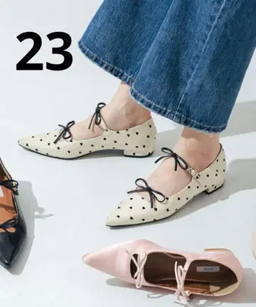 새상품 EVOL [경량 부드러움] 더블 리본 포인티드 펌프스 23.0cm