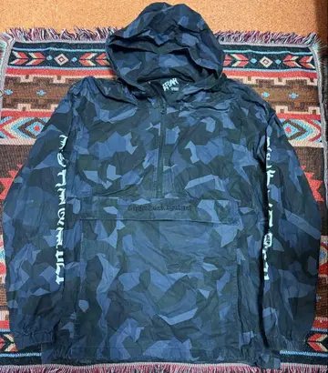 leflah 후드 부착 아노락 자켓 블랙 카모플라주