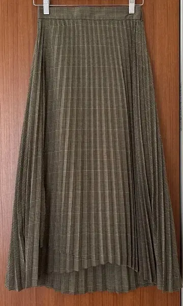 프릭스스토어 체크 무늬 비대칭 플리츠 스커트