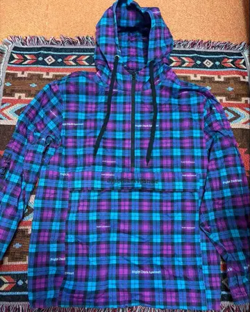 LEFLAH 나일론 후드 아노락 자켓 체크 무늬