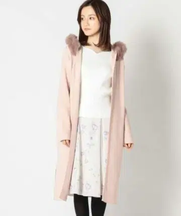 MISCH MASCH 니트 후드 코트 니트 가디건 그레이 핑크