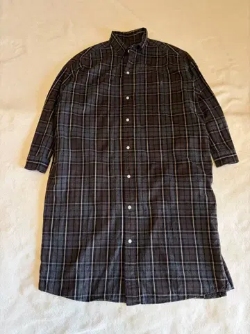 Gymphlex 체크 무늬 브라운 그레이 롱 셔츠 원피스