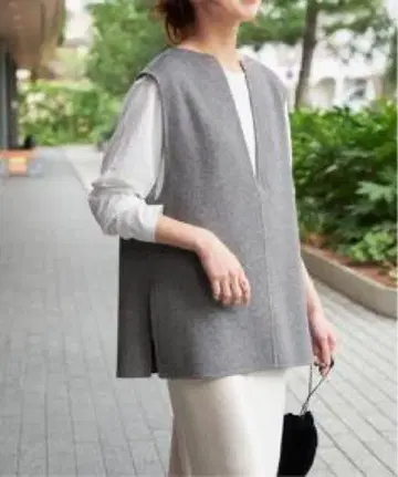 Spick & Span 더블 페이스 V넥 베스트 그레이