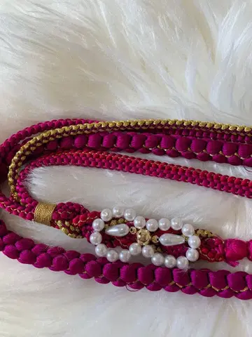 펄 장식 허리띠 짙은 핑크 후리소데 잡화