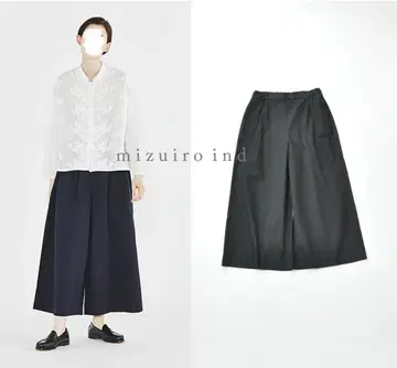 새상품 미즈이로 인드 코튼 린넨 슬라브 와이드 이지 팬츠