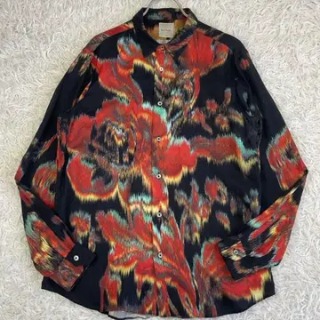 빅 사이즈 L 폴스미스 플라워 무늬 올 패턴 셔츠 현행 택 긴팔