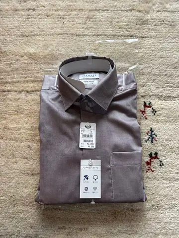 AOKI LES MUES 논아이론 코튼 100% 셔츠 브라운