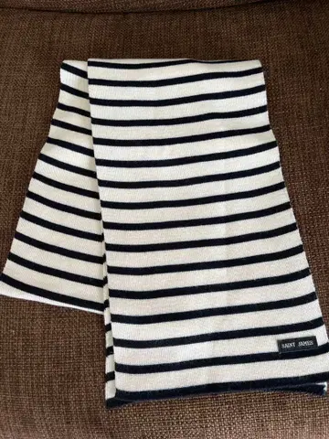 SAINT JAMES 세인트 제임스 화이트 x 네이비 보더 머플러