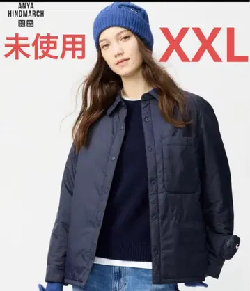 유니클로 안야 힌드마치 퍼프 테크 셔츠 자켓 XXL 네이비