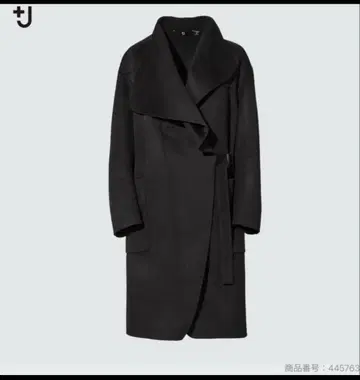 +J 질 샌더 유니클로 캐시미어 블렌드 노카라 코트 블랙 M
