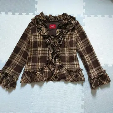 PINK HOUSES 타탄 체크 프릴 사용 자켓 (브라운)