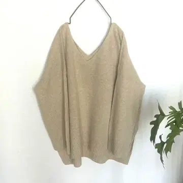 Spick & span 울 캐시미어 베이지 V넥 오버 사이즈 스웨터