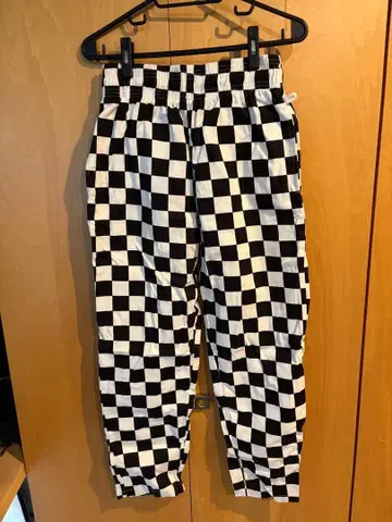 쿠쿠만 셰프 팬츠 체커 화이트 블랙 화이트 블랙