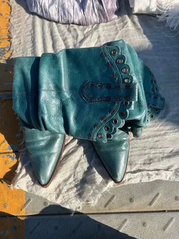 터콰이즈 가죽 웨스턴 부츠