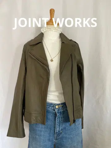 JOINT WORKS 올리브 가죽 라이더 자켓