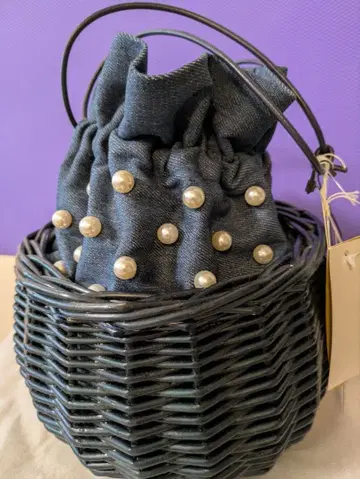 SALE 새상품 NOMADIS 노마디스 펄 장식 데님 바스켓 백