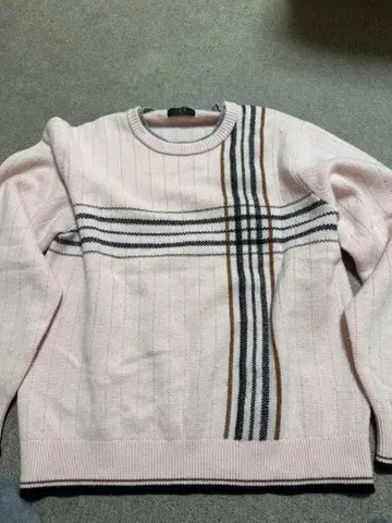 DAKS 핑크 스트라이프 니트 스웨터