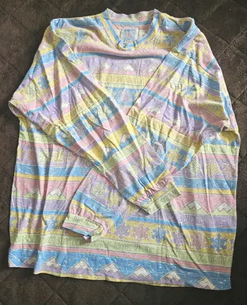 T&Ski Originals 티셔츠 M 레어 올 패턴 긴팔 뉴질랜드