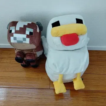 Minecraft 봉제 인형 소와 닭 세트