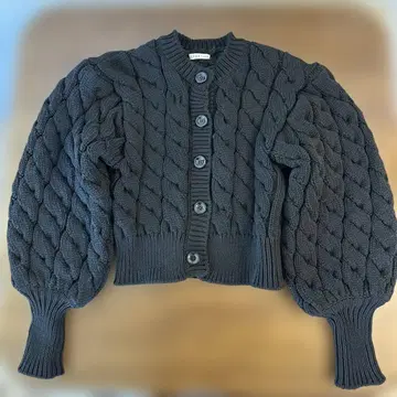 에스트네이션 블랙 케이블 짜임 니트 가디건