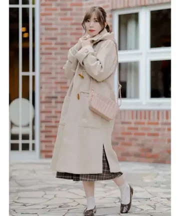 Areeam 반짝이는 마법에 걸린 더플 코트 라이트 베이지