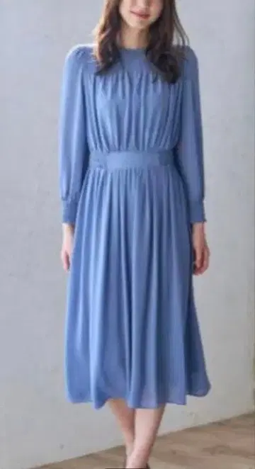 ANAYI 양류 셔링 원피스 블루 34