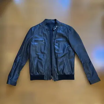 REPLAY 천연 가죽 싱글 라이더 자켓 브라운