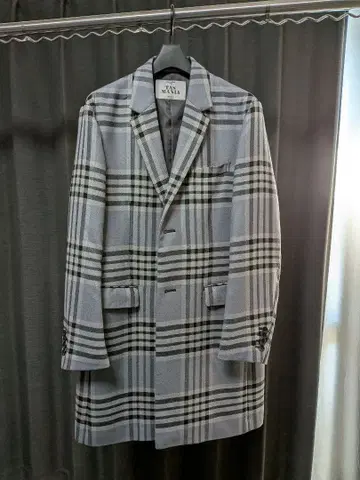 TASMANIA 체크 무늬 코트 그레이 계열