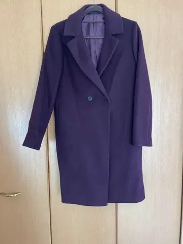 유니클로 더블 브레스트 롱 코트 M 버건디