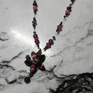 ANNA SUI 핑크 꽃 목걸이