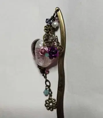 시미즈자카 유리관 헤어콤 핑크 하트 teftef