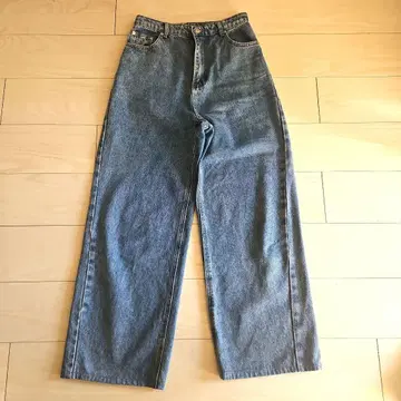 미사용 블루 데님 와이드 레그 팬츠
