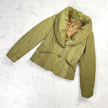 베네통 숄카라 충전솜 코트 카키 42*LD31